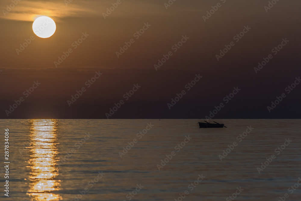 Sunrise in the early morning hours in the village Leptokarya, Greece Sunrise in the early morning hours in the village Leptokarya, Greece