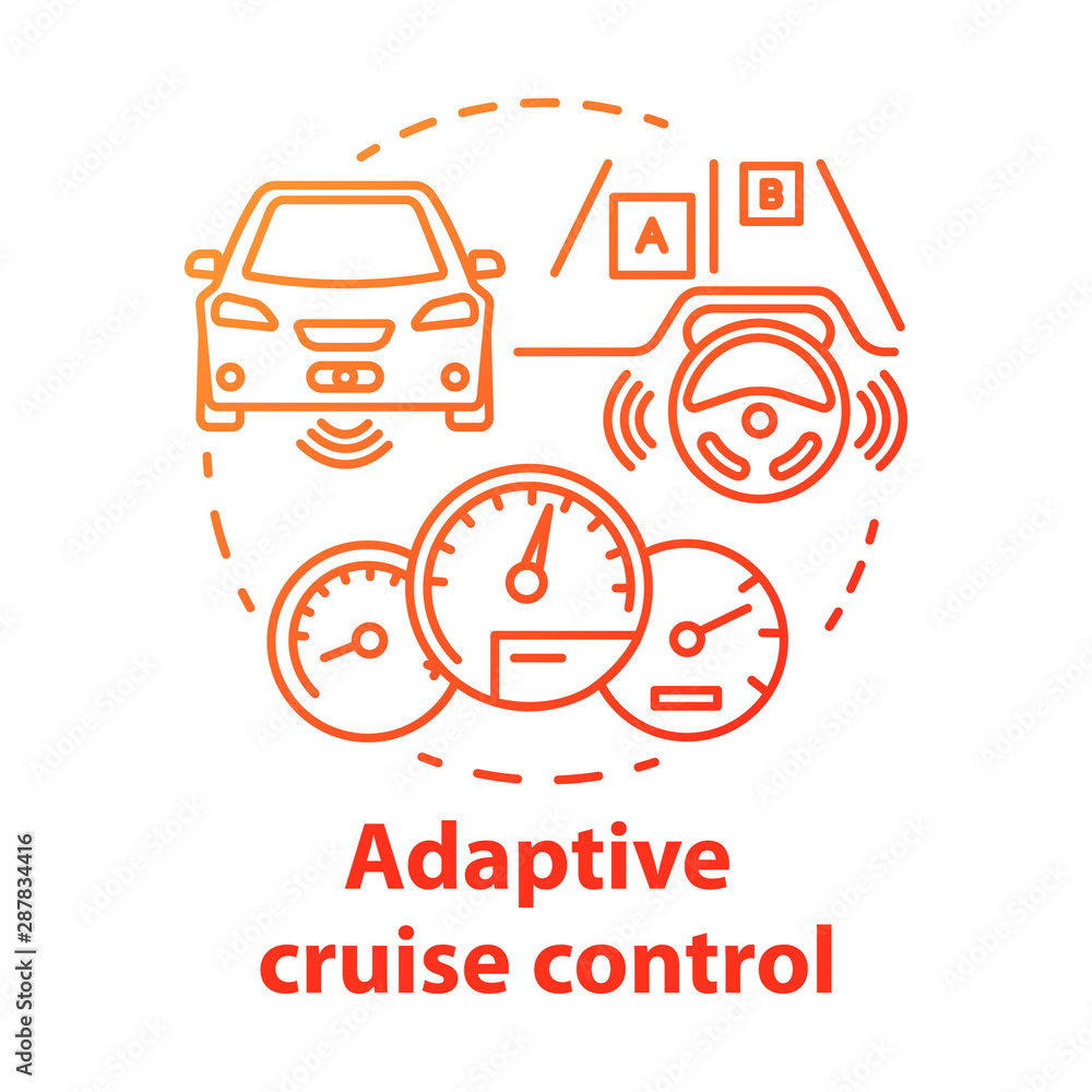 Adaptive cruise control concept icon. System for avoid road collisions