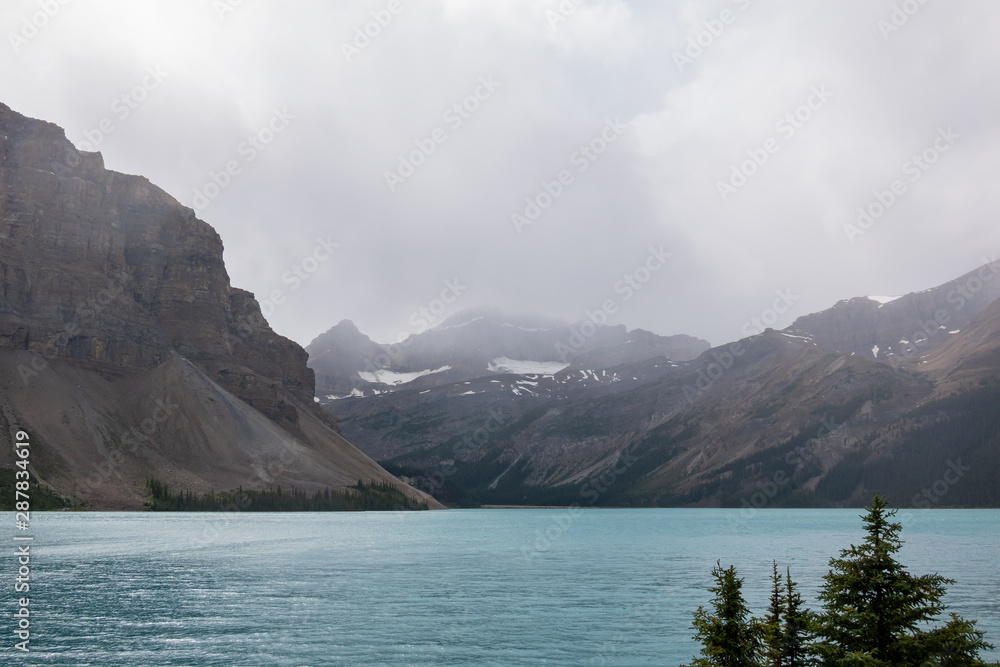 Rainy view of the Bow Lake