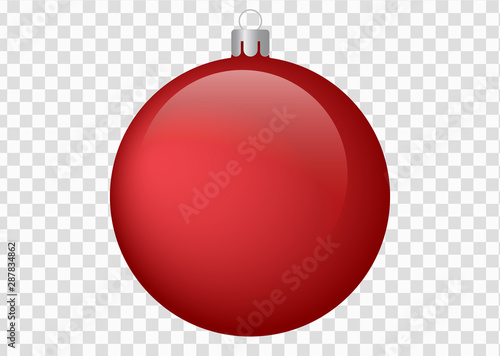 Red Christmas ball on isolated background - vector illustration