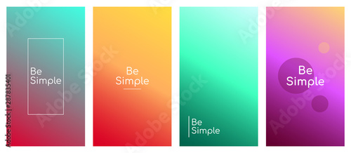 Be simple social media stories duotone template set. Inspirational phrase gradient web banner and text, content layout. Modern mobile app vibrant design. Blending colors mockup with wisdom saying pack