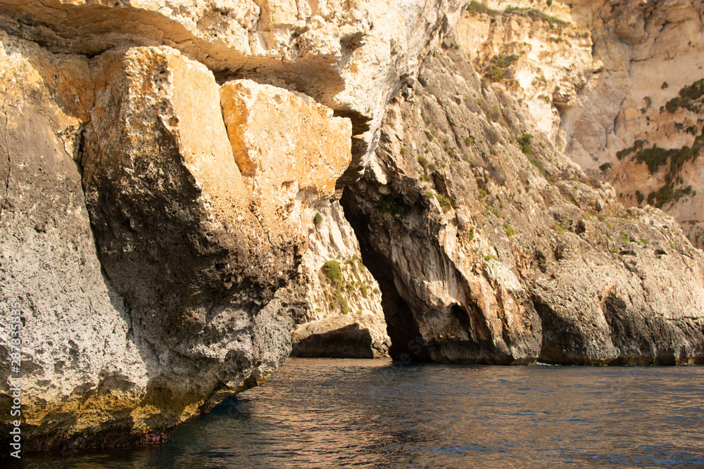 Malta's islands landscape with sea on it. Blue Grotto