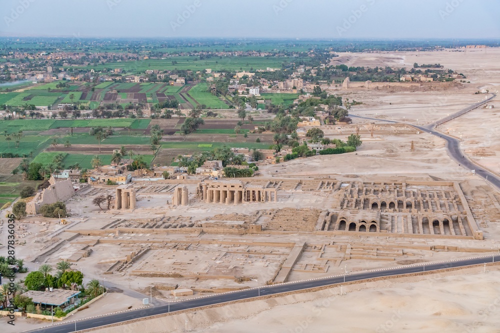 Aerial view of Ramesseum, Luxor, Egypt