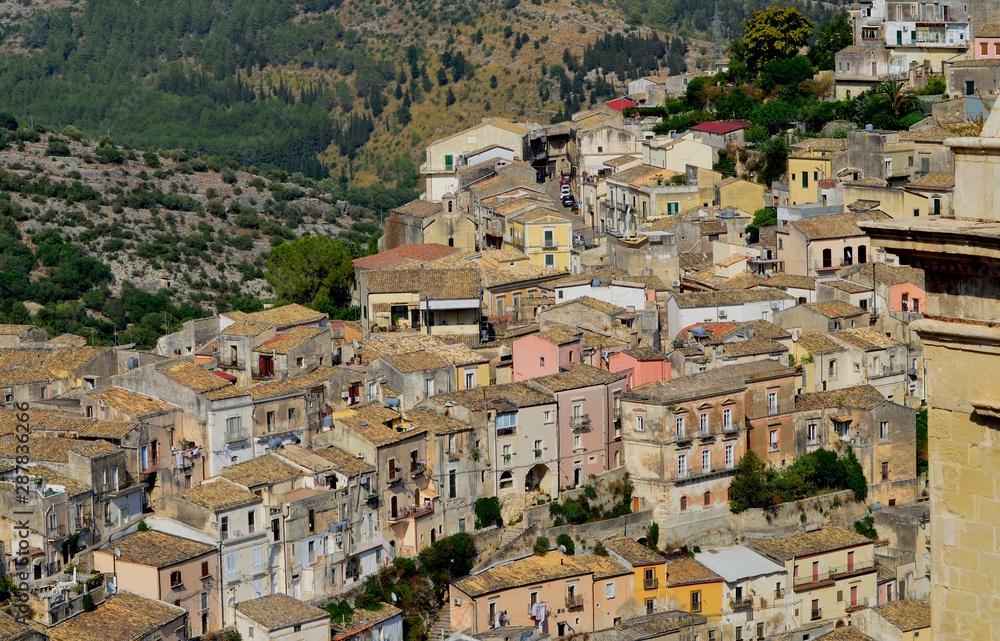 Ragusa, italian town.Sicily top view. Architecture,town full of buildings