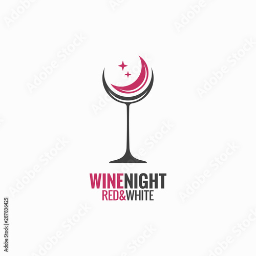wine glass concept. Wine night moon design