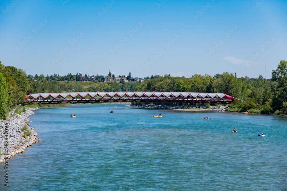 Morning view of the famous red Peace Bridge