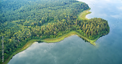 Aerial landscape from the drone- lake shore