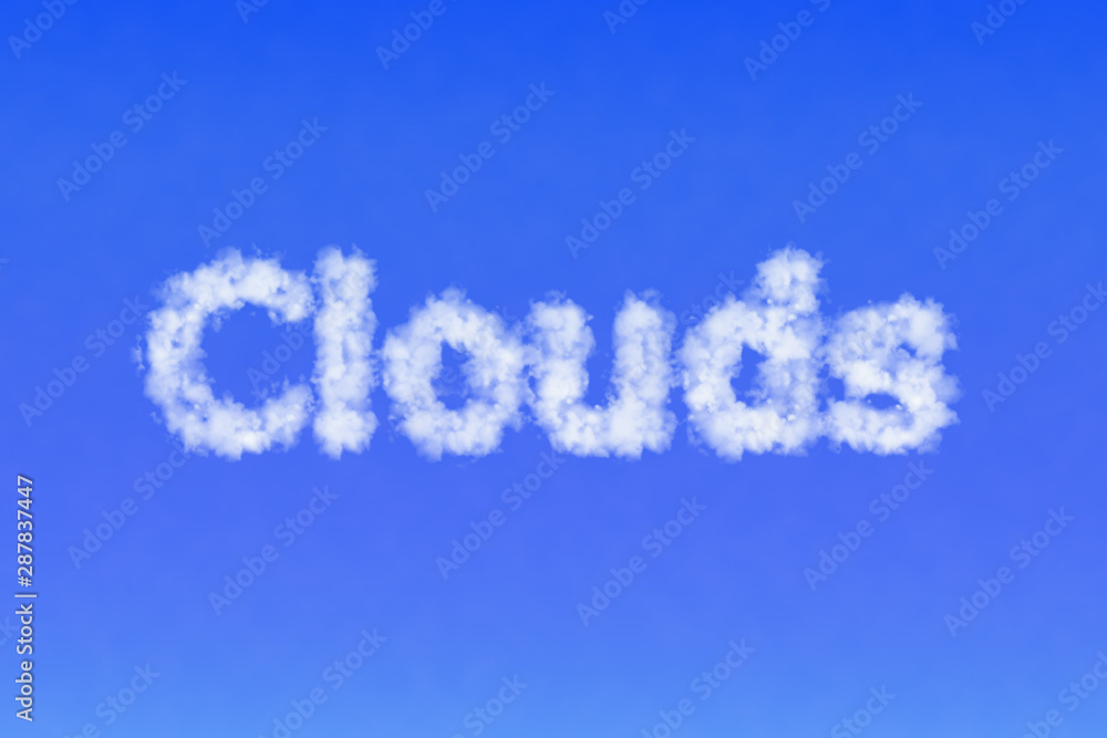 Word Clouds made of clouds in the sky. Ecology concept. Word Clouds made of clouds in the sky. Ecology concept.