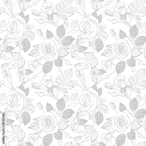 roses pattern seamless tile repeatable, vector texture illustration © Vectorville