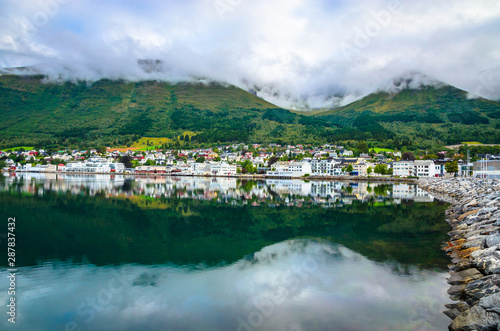 Panoramic view of beautiful city Orsta, Norway © Olena Zn