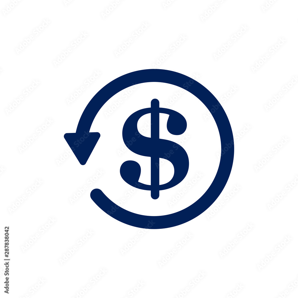 Chargeback icon symbol, return money isolated on white background. Vector illustration Chargeback icon symbol, return money isolated on white background. Vector illustration