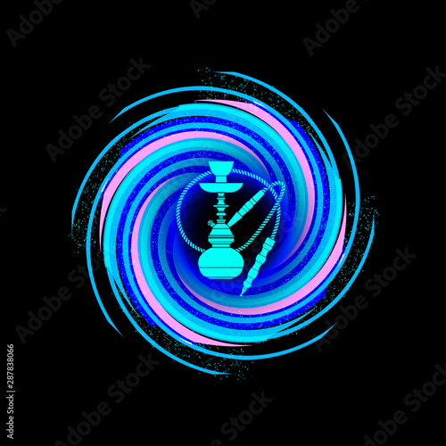 Vector illustration of hookah. Hookah logo, sign, banner.