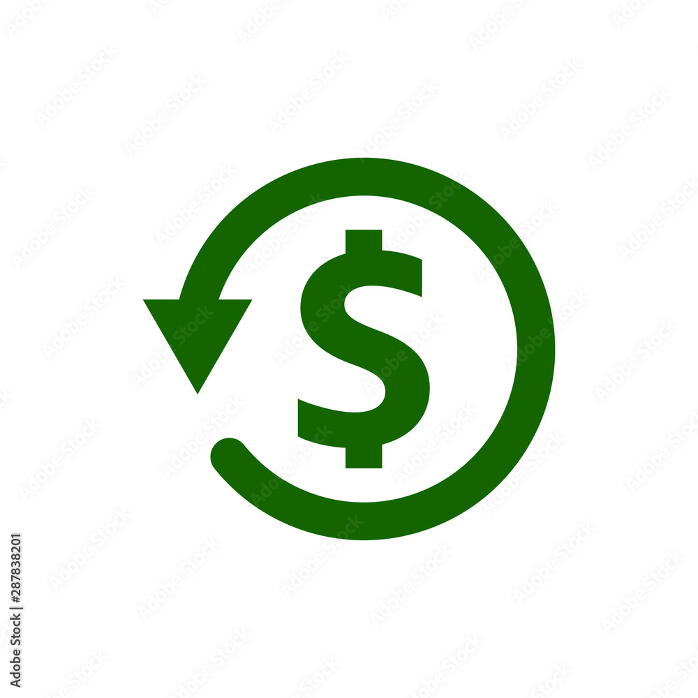 Chargeback icon symbol, return money isolated on white background. Vector illustration Chargeback icon symbol, return money isolated on white background. Vector illustration