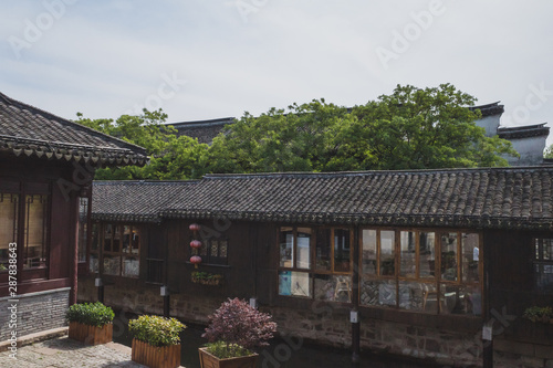 Chinese architecture by river in old town of Nanxun, China