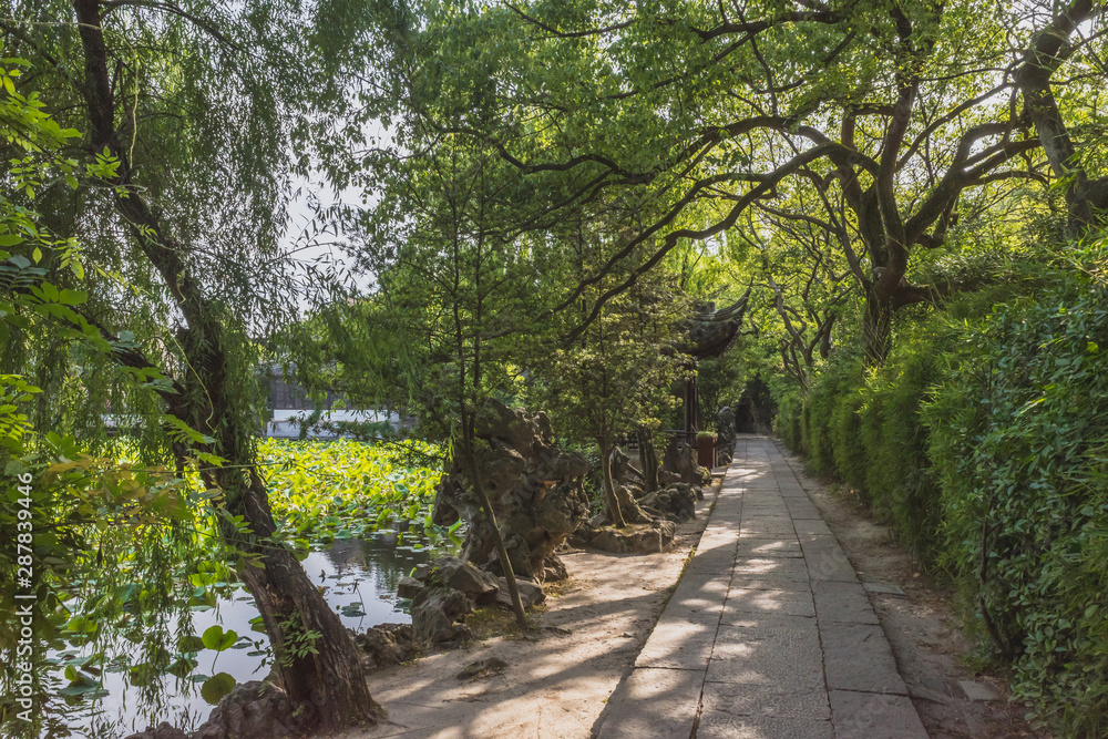 Chinese garden in old town of Nanxun, Zhejiang, China