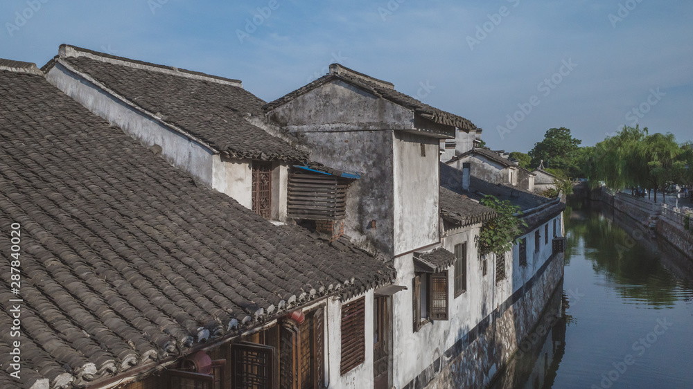 Chinese architecture by river in old town of Nanxun, China Chinese architecture by river in old town of Nanxun, China