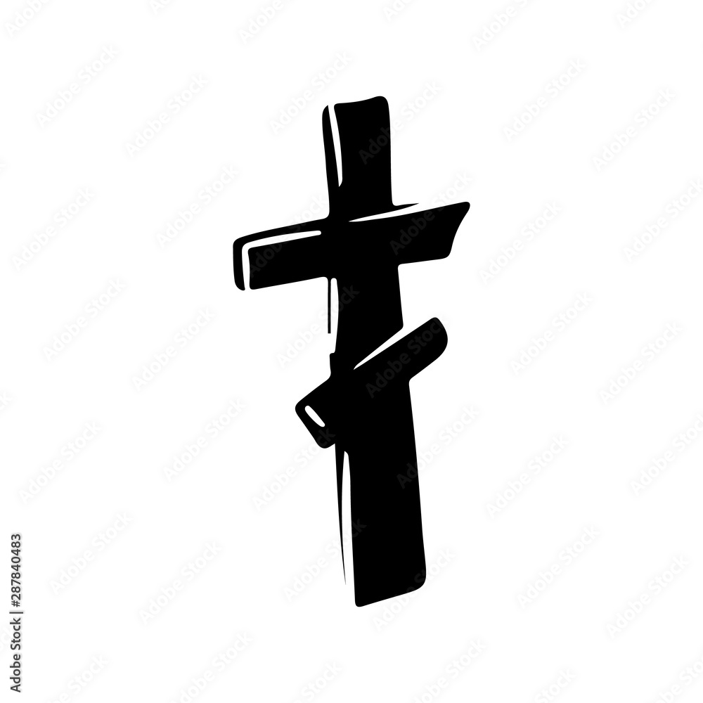 Orthodox christian cross hand drawn silhouette illustration