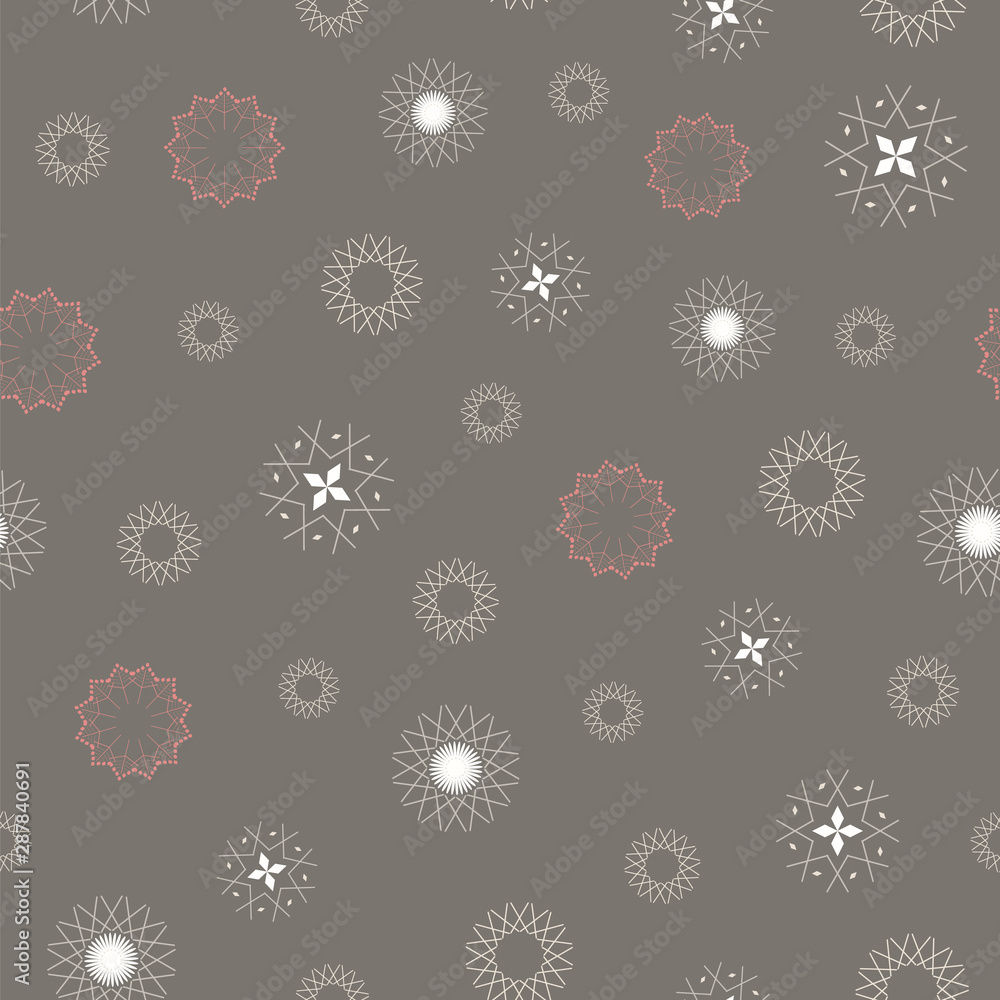 Abstract seamless pattern illustration of snowflakes.
