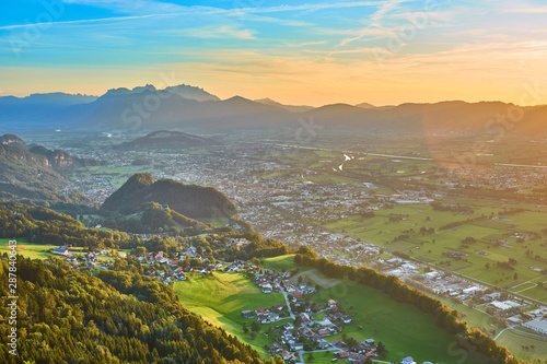Cuadro en lienzo Looking down from mountain Breitenberg (Austria) into four different countries: Austria, Switzerland, Liechtenstein and Germany