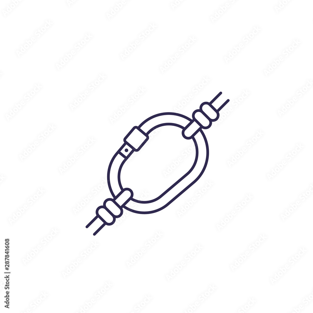 carabiner icon on white, line carabiner icon on white, line