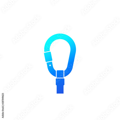 carabiner icon on white, vector