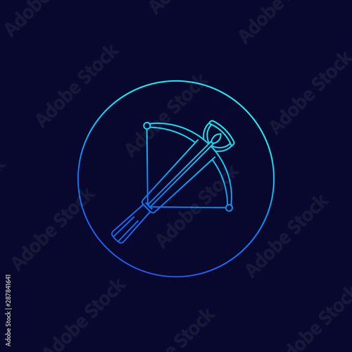 crossbow icon, linear vector design