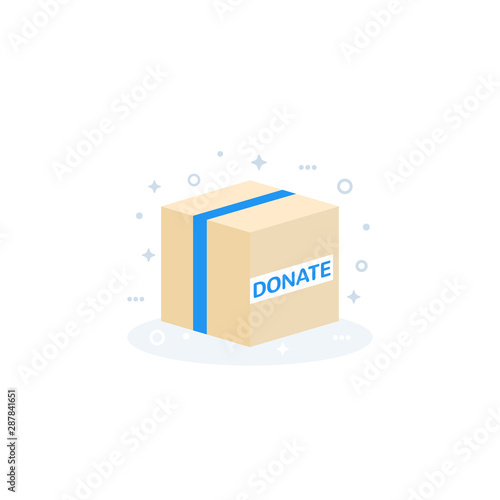 donation box icon, flat vector