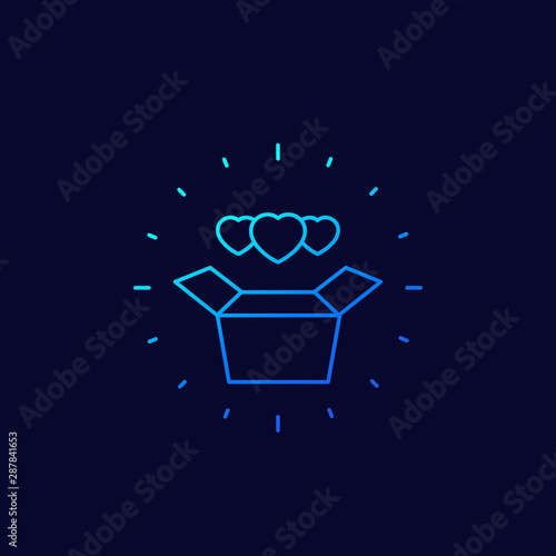 donation box icon, linear vector