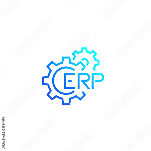 ERP, enterprise resource planning icon with gears