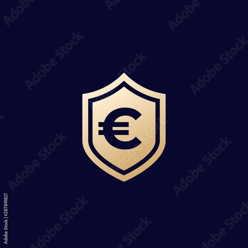 Shield with euro icon, vector