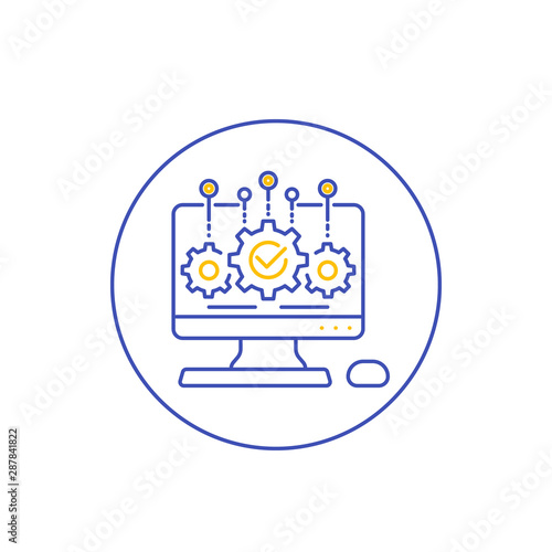 software development and integration icon, line vector
