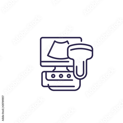 ultrasound machine icon on white, line