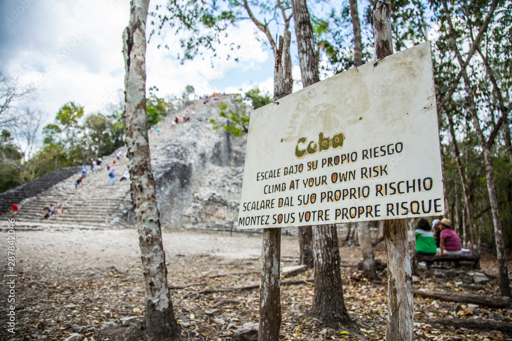 Coba, Quintana Roo / Mexico »; April 2017: Poster from below the Coba pyramid