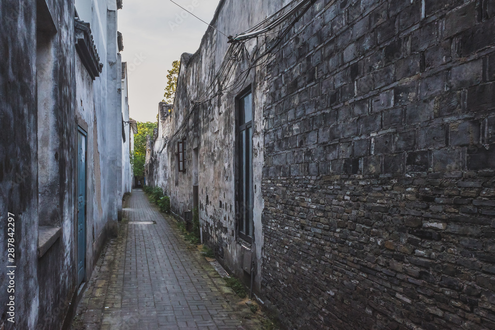 Narrow alley in Nanxun, Zhejiang, China Narrow alley in Nanxun, Zhejiang, China