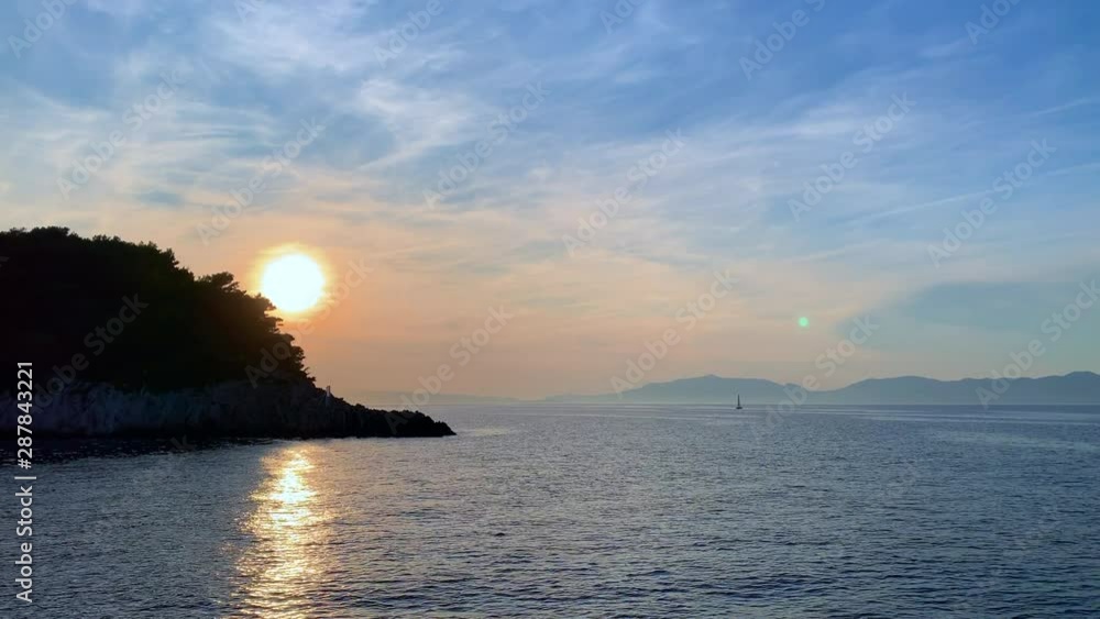 Sunset over Mljet Island in Croatia background Sunset over Mljet Island in Croatia background
