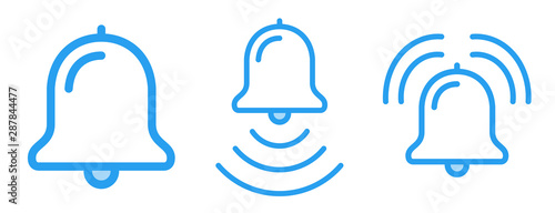 Bell ring icons vector line art illustrations