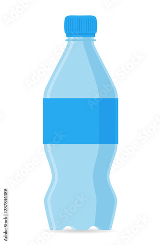 Blue plastic water bottle vector icon
