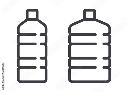 Plastic water bottle vector line art icon