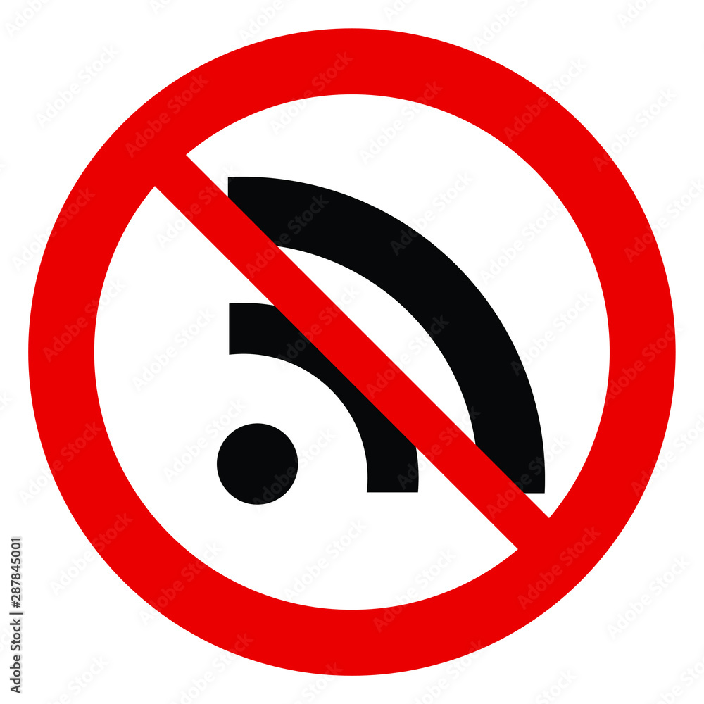 No Wifi vector. Not allow Wifi sign. The red circle prohibiting sing No Wifi vector. Not allow Wifi sign. The red circle prohibiting sing