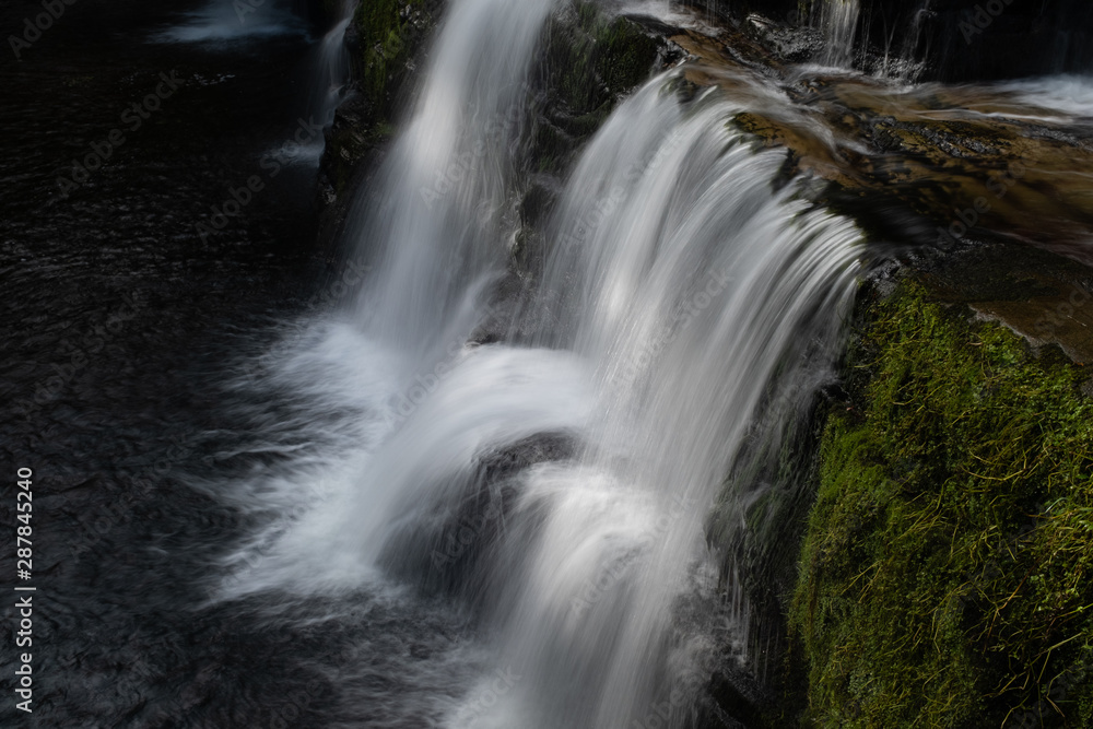 Long exposure shot of waterfall, in the Brecon Beacons, Wales scenic waterfall with flowing water Long exposure shot of waterfall, in the Brecon Beacons, Wales scenic waterfall with flowing water