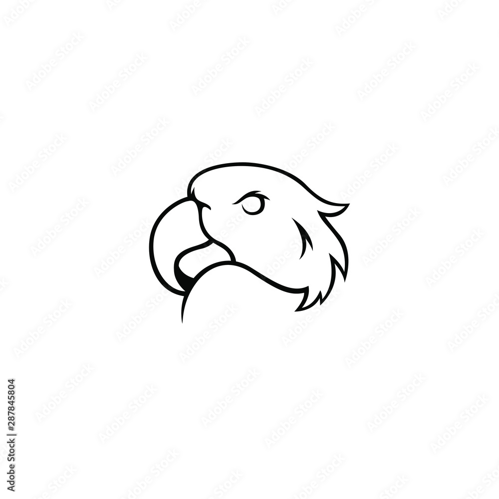 Fototapeta premium Black silhouette parrot logo design bird