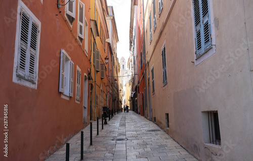 Narrow pedestrian street in the city of Bastia, Corsica, France © kovalenkovpetr