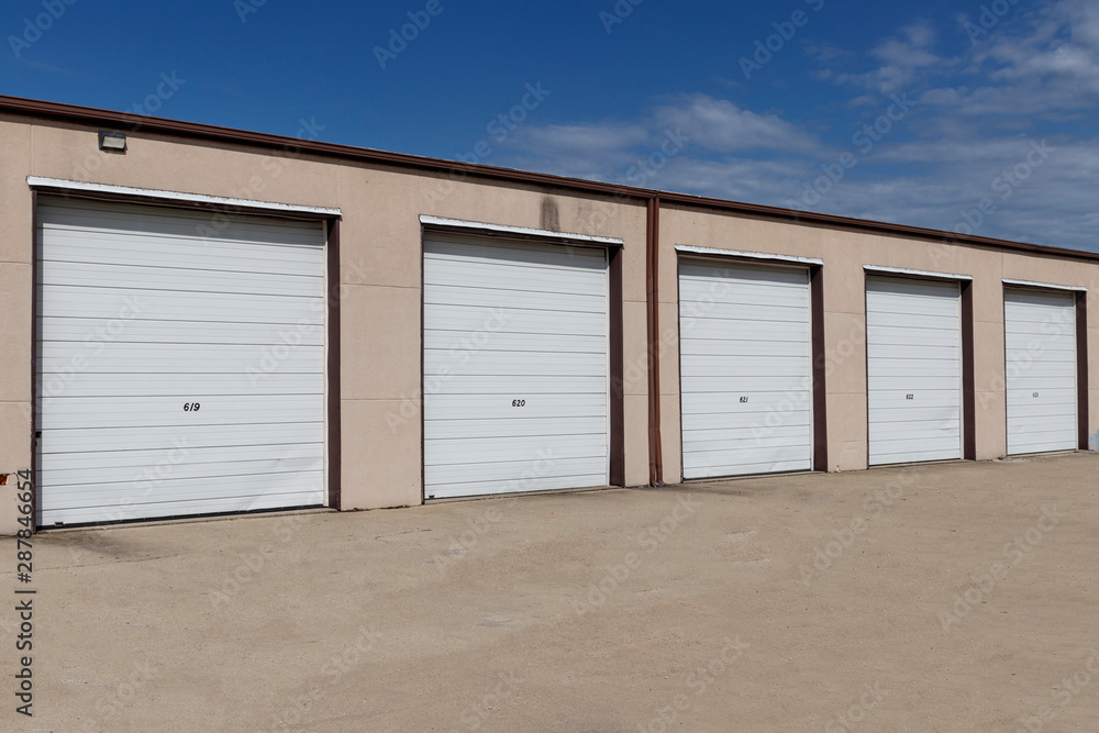 Numbered self storage and mini storage garage units Numbered self storage and mini storage garage units