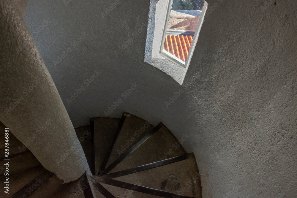Obraz premium Spiral Staircase at Sanctuary of Our Lady of Sameiro, Braga, Portugal