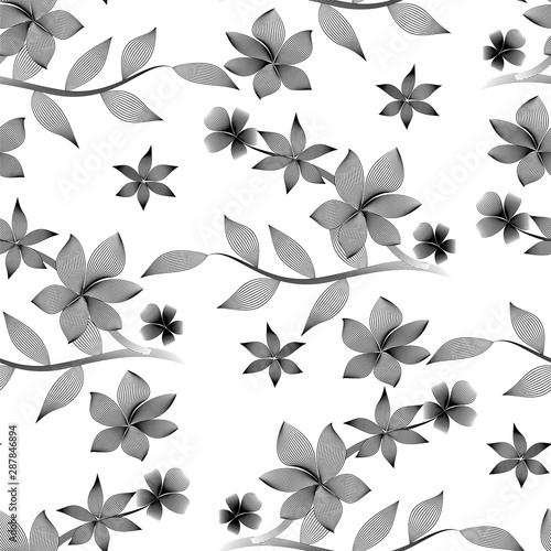 Graphic design of flowers, minimalistic line drawings. Vector illustration.