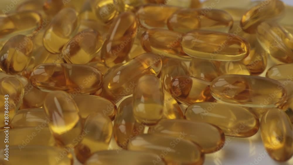 Omega 3 fish oil capsules rotating Omega 3 fish oil capsules rotating