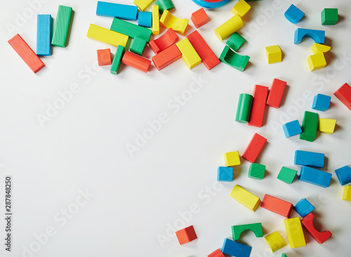 Copy space around colorful wooden bricks