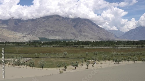 Skardu High Altitude Cold Katpana Desert Biama Nakpo Panoramic View of the Surrounding Mountains on Background photo