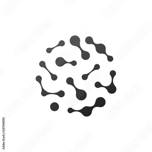 Nano technology Abstract molecular structure in the form of a sphere. Stock Vector Illustration isolated on white background.