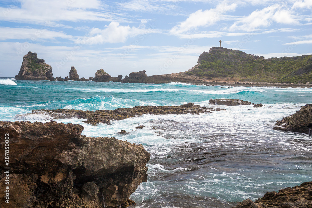 Seascape on a windy day at Pointe des Chateaux in Guadeloupe